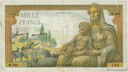 1000 Francs DÉESSE DÉMÉTER FRANCE 1942 F.40.04 TB