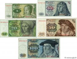 5 à 100 Deutsche Mark Lot ALLEMAGNE FÉDÉRALE 1970 P.30a, P.31d, P.32d, P.33br et P.34a TB