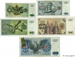 5 à 100 Deutsche Mark Lot ALLEMAGNE FÉDÉRALE 1970 P.30a, P.31d, P.32d, P.33br et P.34a TB