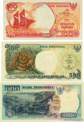 100 à 1000 Rupiah Lot INDONÉSIE 1993 P.127b, P.128a et P.129c pr.NEUF