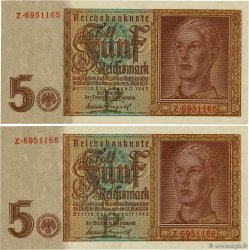 5 Reichsmark Consécutifs ALEMANIA  1942 P.186a FDC