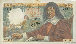 100 Francs DESCARTES FRANCE  1944 F.27.08 TTB+