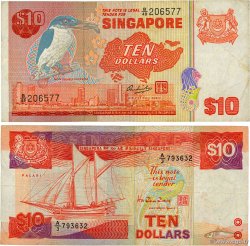 10 Dollars Lot SINGAPORE 1980 P.11b et P.20 F