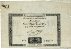 10 Livres filigrane républicain  FRANCIA  1792 Ass.36b
