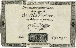 10 Livres filigrane républicain  FRANCIA  1792 Ass.36c