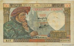 50 Francs JACQUES CŒUR FRANCIA  1940 F.19.03