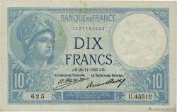 10 Francs MINERVE FRANCE 1927 F.06.12a TTB+