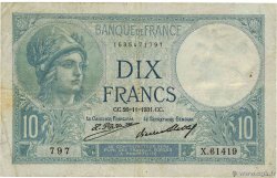10 Francs MINERVE FRANCE 1931 F.06.15 TB