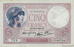 5 Francs FEMME CASQUÉE modifié FRANCE 1939 F.04.05 pr.SUP