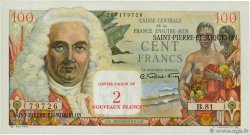 2 NF sur 100 Francs La Bourdonnais SAINT PIERRE ET MIQUELON 1960 P.32 pr.NEUF