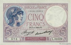 5 Francs FEMME CASQUÉE FRANCE 1933 F.03.17
