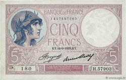 5 Francs FEMME CASQUÉE modifié FRANCE 1939 F.04.08 SUP