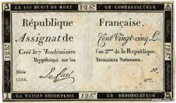 125 Livres FRANCE 1793 Ass.44a TB