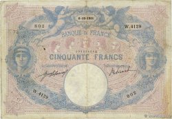 50 Francs BLEU ET ROSE FRANCE  1911 F.14.24a TB