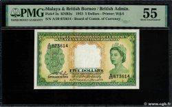 5 Dollars MALAISIE et BORNEO BRITANNIQUE  1953 P.02a