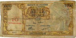 10 NF sur 1000 Francs ALGÉRIE 1958 P.112 pr.B