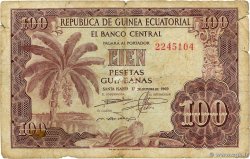 100 Pesetas Guineanas GUINÉE ÉQUATORIALE 1969 P.01 B+