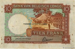 10 Francs BELGIAN CONGO  1942 P.14Ba F+