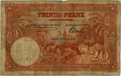 20 Francs BELGISCH-KONGO  1943 P.15C SGE