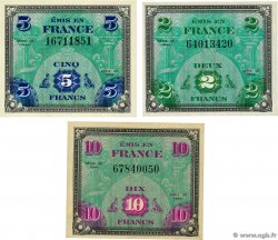 2, 5 et 10 Francs DRAPEAU Lot FRANCIA  1944 VF.16.01 à 18.01 q.FDC