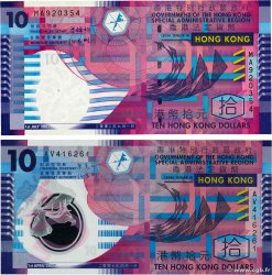 10 Dollars Lot HONGKONG  2002 P.400a et P.401a
