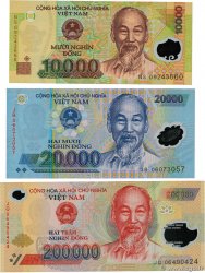10000, 20000 et 200000 Dong Lot VIETNAM 2006 P.119d, P.120a et P.123a