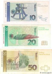 10, 20 et 50 Deutsche Mark Lot GERMAN FEDERAL REPUBLIC  1989 P.38a, P.39b et P.40b BB