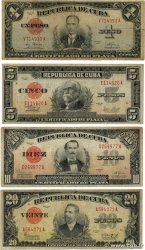 1 au 20 Pesos Lot CUBA  1938 P.069g, 070d, P.071f et P.072e B à TB