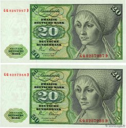 20 Deutsche Mark Consécutifs GERMAN FEDERAL REPUBLIC  1980 P.32d