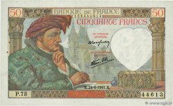 50 Francs JACQUES CŒUR FRANCE 1941 F.19.09 TTB+