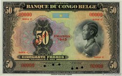 50 Francs Spécimen BELGIAN CONGO  1943 P.16bs UNC-
