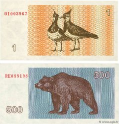 1 et 500 Talonas Lot LITUANIE 1992 P.39 et P.44 NEUF