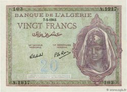 20 Francs ALGÉRIE  1945 P.092