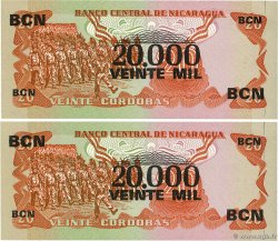 20000 Cordobas sur 20 Cordobas Consécutifs NICARAGUA 1987 P.147 NEUF