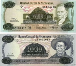 100000 sur 500 Cordobas et 500000 sur 1000 Cordobas Lot NICARAGUA  1987 P.149 et P.150