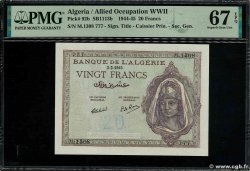 20 Francs Numéro spécial ALGERIA  1945 P.092b UNC