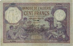 100 Francs ALGERIA  1928 P.081b F