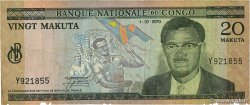 20 Makuta DEMOKRATISCHE REPUBLIK KONGO  1970 P.010b fS