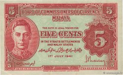 5 Cents MALAYA  1941 P.07a TTB+