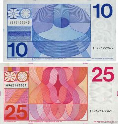 10 et 25 Gulden Lot NETHERLANDS  1971 P.091b et P.092b AU+