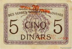 20 Kronen sur 5 DInara YUGOSLAVIA  1919 P.016a VF