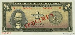 1 Peso Spécimen CUBA  1975 P.106s UNC
