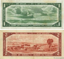 1 et 2 Dollars Lot CANADA  1954 P.074a et P.076b F