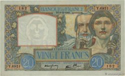 20 Francs TRAVAIL ET SCIENCE FRANCE 1941 F.12.20 SUP