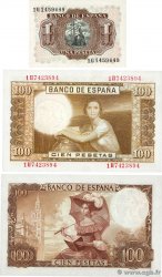 1 et 100 Pesetas Lot ESPAÑA  1953 P.144a, P.145a et P.150 SC+