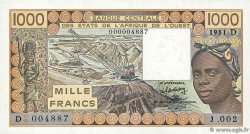 1000 Francs WEST AFRICAN STATES  1981 P.406Db AU