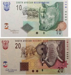 10 et 20 Rand Lot SOUTH AFRICA  2005 P.128a et P.129b UNC-