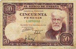 50 Pesetas ESPAGNE 1951 P.141a TB