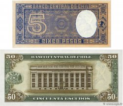 5 Pesos - 1/2 Condor et 50 Escudos Lot CHILI 1964 P.119 et P.140b NEUF