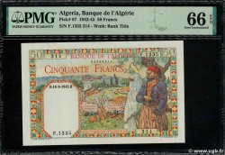 50 Francs ALGERIA  1942 P.087 FDC